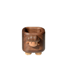 Porte-stylos en bois de noyer massif de qualité supérieure, en forme de petit agneau, organisateur de bureau créatif en forme d'animal pour enfants, étudiants, bureau, cadeau