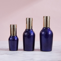 Ensemble de flacons et pots cosmétiques de luxe en verre, flacons et pots cosmétiques ronds, ensemble de flacons en verre vert pour emballage de lotion