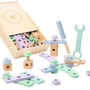 Caja de herramientas de madera para ejercicio, mano de bebé, movimiento fino, educación, tornillos creativos y tuercas, caja de herramientas de montaje para niños y niñas