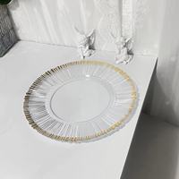 Assiettes de service rondes de 13 pouces, élégantes, transparentes avec bord doré, assiettes de présentation en plastique réutilisables pour fêtes, mariages, festivals