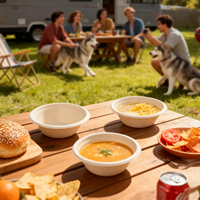 Bols en bagasse de canne à sucre biodégradables et compostables de qualité supérieure, robustes, sûrs pour les aliments, avec couvercle personnalisable pour les fêtes