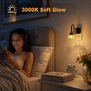 Luz Nocturna LED LOHAS con Enchufe de Pared, 0-100LM, Regulable, Diseño de Tulipán <span class=keywords><strong>Verde</strong></span>, Sensor de Anochecer al Amanecer, 1W, Lámparas Vintage para Dormitorio, Baño, Pasillo - Product Image 4
