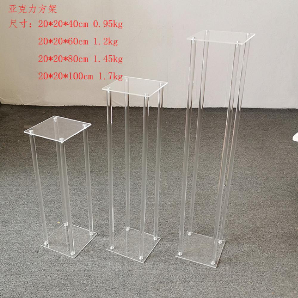 Acrylic crystal Rectangle Frame Centerpieces Flower Stand For Wedding Table Decoration