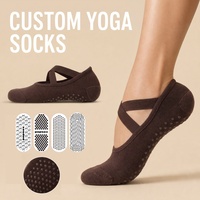 Maßgefertigte Pilates-Grip-Socken Rutschfeste Anti-Rutsch Yoga-Socken mit Logo Silikon-Kreuzriemen Baumwolle für Damen
