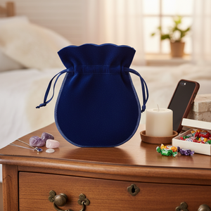 Sac en forme d'amphore double en velours bleu, satin, daim gaufré, recyclable, pour bougies, bijoux, bonbons, cadeaux, jouets imprimés, téléphones - Product Image 3