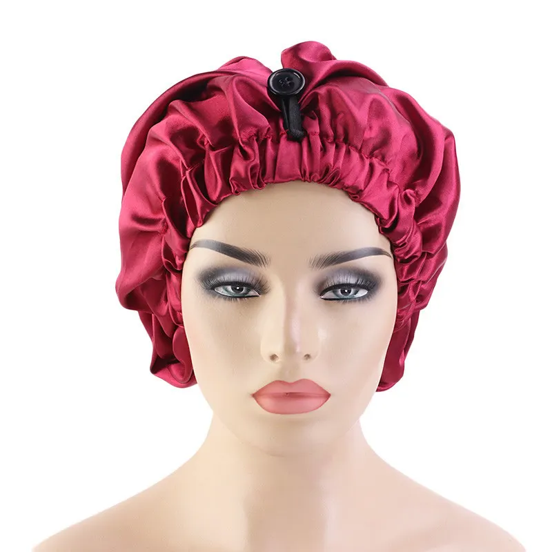 Large Satin Sleep Women Beauty Night Long Hat Silk Bonnet Hair Care Bonnet Turban Elastic Band Hair Loss Cover Sleeping Shower