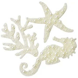 Su misura Beige imitazione perla di mare di stella marina di corallo Applique stampa a caldo scarpe di abbigliamento borse decorazione toppe