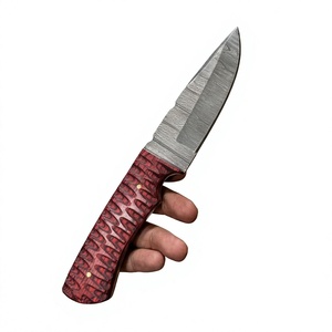 Cuchillo de hoja fija Drop Point de acero de Damasco con mango colorido, personalizable para caza, camping y supervivencia - Product Image 4