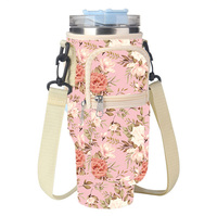 Sac de transport pour bouteille d'eau OEM en gros avec bandoulière en néoprène, sac de transport pour bouteille d'eau de 40 oz avec poche pour téléphone