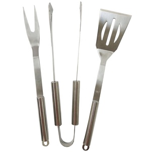 Stainless Steel BBQ <strong>Barbeque</strong> Grill Tool <strong>Set</strong> 3pcs for Indoor/Outdoor Grilling Spatula Fork Tongs - Premium Grilling Accessories - Product Image 2