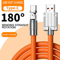Câble de données rapide 120W Super Chargement Rotatif à 180 Degrés USB Type C Fil de Silicone en Alliage d'Aluminium pour Ligne d'Ordinateur Lumière Rapide