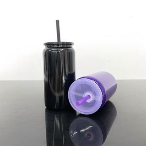 Vaso Térmico de Acero Inoxidable de 16oz para Sublimación, Color Negro y Morado, Mantiene Bebidas Frías y Calientes, con Pajitas - Product Image 5