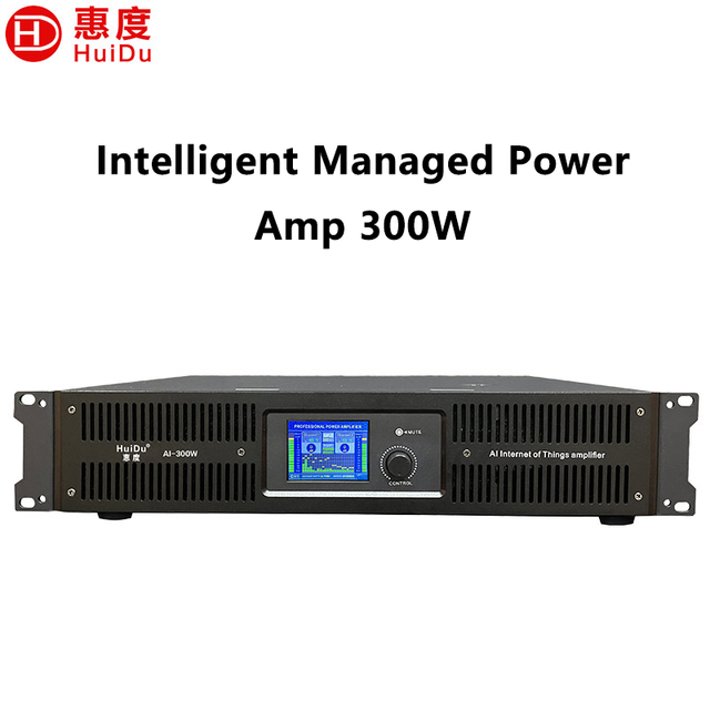Professional Power Amplifier AI-300W Class AB 2 Channel 2*300W Dual RJ45 Port Remote IoT Control BGM PA Amplificador