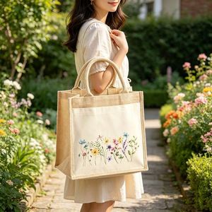 Bolsa de Yute Resistente con Mezcla de Lino, Logotipo Personalizado, Bolsa de Lona Lisa para Regalos y Eventos Promocionales - Product Image 2