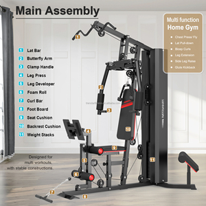 Equipo Multifuncional de Gimnasio en Casa para Entrenamiento de Fuerza con Respaldo Curvo y Pila de Pesas Pesadas - Product Image 4