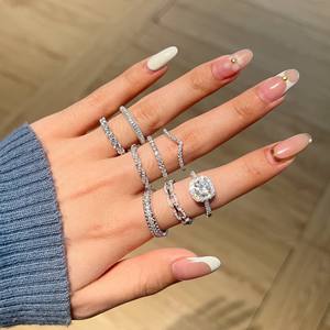 Dylam Fine Top Jewelry S925 Cadena <span class=keywords><strong>de</strong></span> eslabones cubanos <span class=keywords><strong>de</strong></span> plata Trabajo abierto Único D VVS1 Moissanite Piedras Joyería Anillos <span class=keywords><strong>de</strong></span> promesa nupcial - Product Image 3