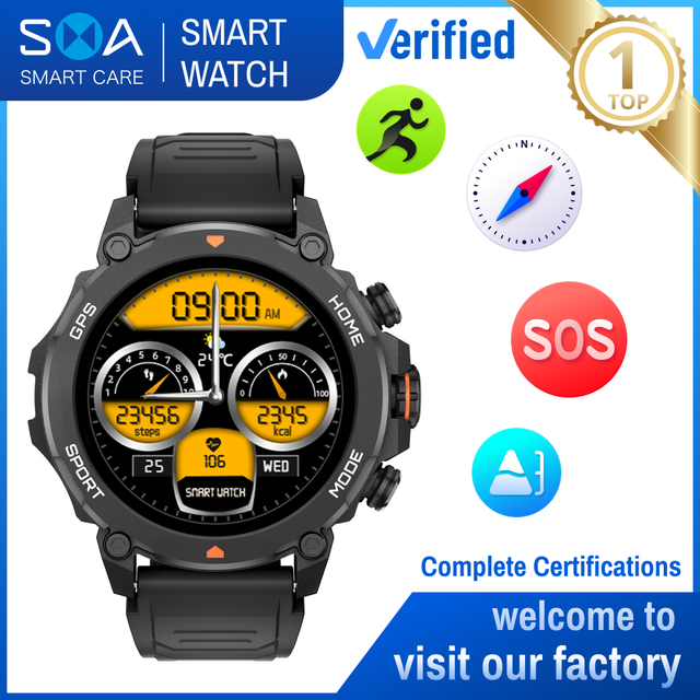 2026 Big Battery 450mAh Battery Smart Watch 5 ATM Waterproof GPS Compass Altimeter Call AMOLED Men Swim Sports Smartwatch