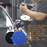 Buffing King grosir bantalan pemoles busa segi enam 4 inci bantalan Buffing Velcro spons keras untuk detail mobil otomatis