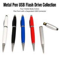 Nouveau Design Stylo Bille Métallique Clé USB 64 Go, Cadeau d'Affaires Corporatif Personnalisable, Stylo USB Stylet Écriture avec Clé USB