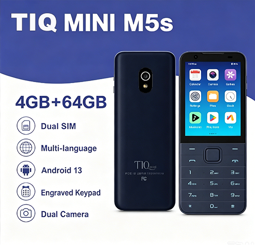 TIQ MINI M5s Mobile Phone With Engraved Hebrew Keypad 4G Dual SIM 4GB+64GB Google Play Android Touch Button Phone