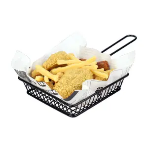 Square Mini Rose Gold Iron Basket Fried Chicken Restaurant Fast Food Storage French Fries Snack Basket