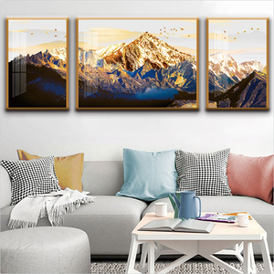 Set <span class=keywords><strong>di</strong></span> 3 Gold Mountain Abstract Wall Art - Modern Canvas Wall Decor soggiorno Office Painting Decoration landscape - Product Image 3