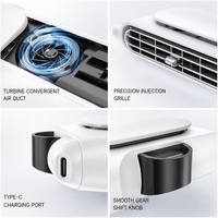 Doppelkopf-USB-Autolüfter aus ABS-Material, 10W, 3 Geschwindigkeiten, 360° Drehbar, Rücksitzkühlung, Plug-in, Starker Wind für Rücksitzbelüftung