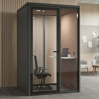 Flexspace Nouveau mobilier de bureau : Cabine téléphonique insonorisée individuelle avec table réglable en hauteur pour bureau, certifiée UL