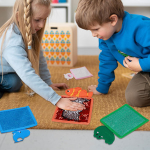 Juego <span class=keywords><strong>de</strong></span> <span class=keywords><strong>desarrollo</strong></span> <span class=keywords><strong>de</strong></span> habilidades Montessori <span class=keywords><strong>de</strong></span> <span class=keywords><strong>9</strong></span> azulejos con textura adorable, juguetes para el trastorno, alfombrilla sensorial <span class=keywords><strong>de</strong></span> animales para niños autistas - Product Image 6