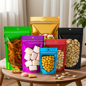 Bolsa de Embalaje con Cierre Zip, Tipo Stand-up, con Ventana, para Alimentos, de Plástico PE, Colores Personalizables, Precio de Fábrica - Product Image 1