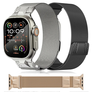 Shanhai สายนาฬิกาแม่เหล็กสไตล์มิลานสำหรับ Apple Watch ULTRA 2 49มม. สำหรับ <span class=keywords><strong>iWatch</strong></span> Series 10 9 8 <span class=keywords><strong>7</strong></span> 6 SE 5 4 3สไตล์ผู้ชาย - Product Image 1