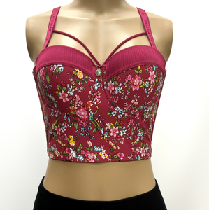 Hình lớn cup 46 xuống Kích thước áo ngực Tops in hoa xương cá dọc ngực vest hot girl sexy mỏng yếm Crop Top Câu lạc bộ <span class=keywords><strong>SINGLET</strong></span> - Product Image 5