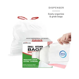 कस्टम 120l 200l लंबा रसोई drawstring कचरा कचरा बैग रोल प्लास्टिक पीई 8 10 13 गैलन सफेद interleave ड्रा स्ट्रिंग कचरा बैग