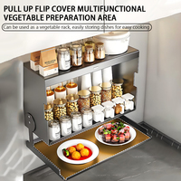 Étagère à épices murale multifonctionnelle moderne en métal à double couche pliable pour cuisine