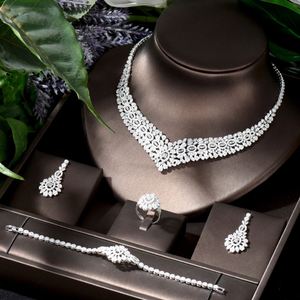 HIBRIDE, el más nuevo, de lujo, brillante, circonita cúbica, collar transparente, conjunto de pendientes, conjuntos de joyería nupcial para boda, vestido, fiesta, N-1142 - Product Image 1