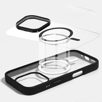 Coque de téléphone magnétique transparente amovible de luxe en acrylique pour iPhone 15 16 17 Pro Max avec impression magnétique, compatible charge sans fil