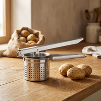 Roestvrijstalen aardappelstamper groente- en fruitpers (zware handmatige stamper, vaatwasmachinebestendig, messen geschikt voor magnetron/kookplaat)