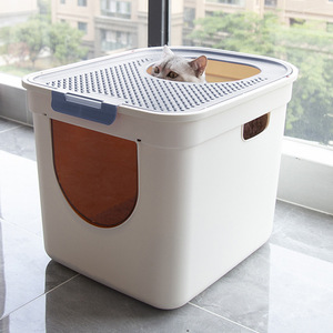 Cat Litter <b>Box</b> Rectangle Extra <b>Large</b> Capacity Splash Proof Odor Proof With Handle For Cat - Product Image 2