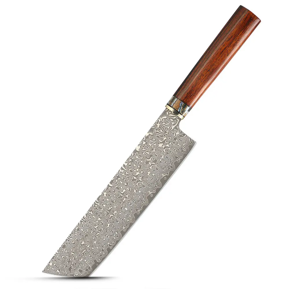 67 lớp Damascus thép Dao 8 inch Nakiri dao VG10 Lõi Đồng Thau khổng lồ Răng USA sa mạc ironwood Nhật Bản dao nhà bếp