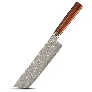 67 Schichten Damaszener Stahlmesser 8-Zoll Nakiri-Messer VG10 Kern Messing Mammutzeuge USA Wüste Eisenholz japanisches Küchenmesser