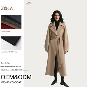 Prix d'usine Manteau d'hiver <span class=keywords><strong>court</strong></span> <span class=keywords><strong>beige</strong></span> pour <span class=keywords><strong>femme</strong></span> en laine 100% double face avec ceinture, style <span class=keywords><strong>trench</strong></span>, chaud et écologique (OEM ODM) - Product Image 1