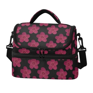 Hawaiian Hau Flower Design Double Layer Custom Print Cooler Shoulder <b>Bag</b> Aluminum Foil Insulated Polyester <b>Lunch</b> <b>Bag</b> with Flap - Product Image 1