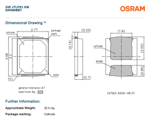 LED Blanco SMD OSRAM GW JTLPS1.KM TOPLED 6500K Ra80 120 °   Iluminación General LED - Product Image 5