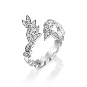 Anello Aperto con Foglie Floreali Botaniche per Donne, Ramo di Olivo, Gioiello Elegante e alla Moda - Product Image 2