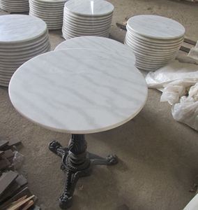 Bán Sỉ Bàn Ăn Đá Cẩm Thạch Trắng Tròn Hiện Đại <span class=keywords><strong>2</strong></span> Người Đế Sắt Rèn Màu Đen - Product Image 5