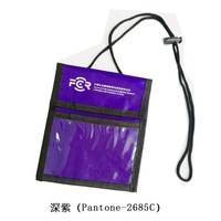 Pochette porte-cartes d'identité professionnelle Lider avec logo personnalisé, fermeture à bouton Oxford, pour salon professionnel, avec cordon de cou, 3 compartiments