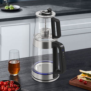 Hervidor de agua eléctrico de doble pared Queensense de 1.7L con función de programación para preparar té de frutas - Product Image 1