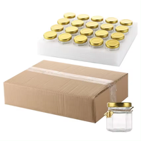 Fabricants Stock de Noël 1.5oz mini pot en verre pot de miel mini hexagones pot de miel en verre avec louche en bois