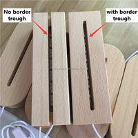 Lampe de nuit LED en acrylique laser 3D avec base en bois rechargeable par USB ou alimenté par batterie AAA Design mignon pour la chambre à coucher