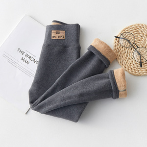 Pantaloni invernali da ragazza in cotone Extra spesso <span class=keywords><strong>Leggings</strong></span> foderati in pile stile Casual abbigliamento esterno caldo per bambini - Product Image 2